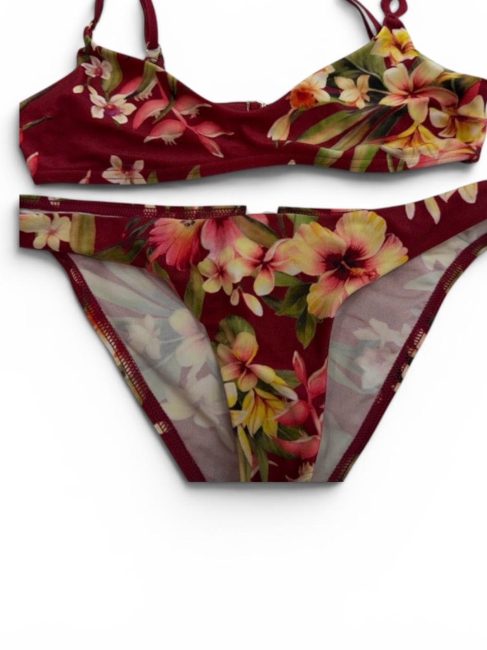 Zimmermann Burgundy Floral Bikini Set